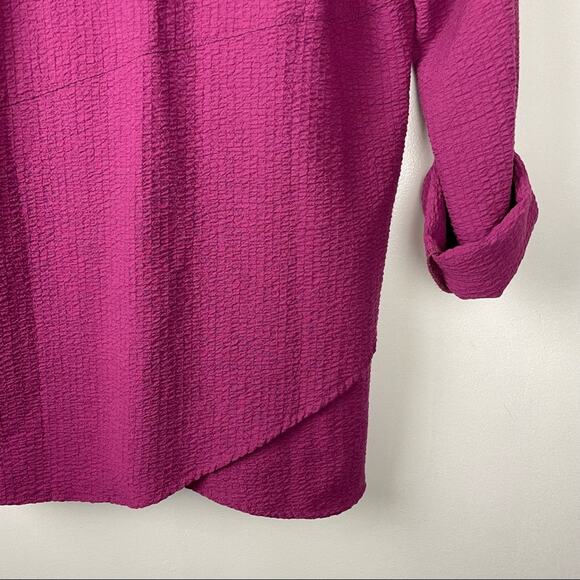 Soft Surroundings | Pink Fuchsia Button Down Shirt Rayon - Picture 6 of 9
